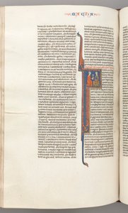 Fol. 382v, Maccabees II, historiated initial F, a golden chalice presented to a Jew, c. 1275-1300.  autorstwa Unbekannt