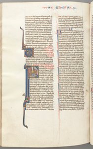 Fol. 454v, Tesaloniczan I, inicjał historyczny P, Paweł siedzący z mieczem i księgą..., ok. 454v, Tes. 1275-13 autorstwa Unbekannt