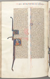 Fol. 455v, Tesaloniczan II, inicjał historyczny P, Paweł siedzący z mieczem..., c. 1275-1300. autorstwa Unbekannt
