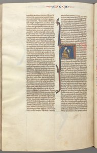 Fol. 482v, Revelations, inicjał historyczny A, Jan siedzący przy biurku piszący..., c. 1275-1300. autorstwa Unbekannt
