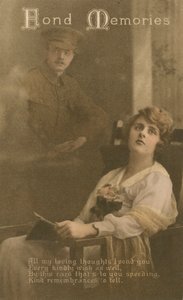 „Fond Memories”, romantyczna pocztówka wysłana przez żołnierza do ukochanej autorstwa Unbekannt