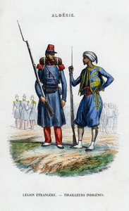 Cudzoziemski legionista i rodzimy strzelec wyborowy, armia francuska w Algierii autorstwa Unbekannt