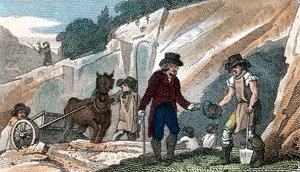 Polowanie na skamieniałości w kopalni kredy Cherry Hinton, Cambridgeshire, 1822 autorstwa Unbekannt