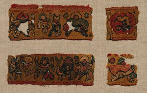Cztery fragmenty obramowania tuniki Gammadion, 400-600 s. autorstwa Unbekannt