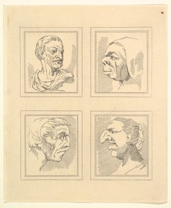 Cztery głowy z Characaturas Leonarda da Vinci, z Rysunków Wincelslausa Hollara, ..., 1786. autorstwa Unbekannt