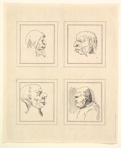 Cztery głowy z Characaturas Leonarda da Vinci, z Rysunków Wincelslausa Hollara, ..., 1786. autorstwa Unbekannt