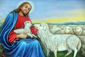 Franciszkańscy misjonarze kościoła Mariackiego. Jezus, dobry pasterz. Obraz. Miasto Ho Chi Minh. Wietnam autorstwa Unbekannt