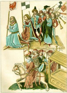 Fryderyk I otrzymuje brandenburski egzemplarz ilustracji z ilustrowanej kroniki Richentals, ok. 1930 r. 1440 autorstwa Unbekannt