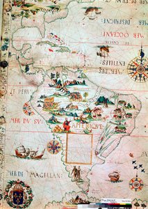 Francuska mapa Ameryki Środkowej i Południowej, francuski, 1550 autorstwa Unbekannt