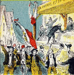 Rewolucja francuska: dobrowolne następstwa rewolucjonistów. Grawer w „Histoire de France”. Seria grafik reklamowych wydana na zlecenie Louit, 24 rue d