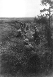 Pozycja francuskiej piechoty w zatopionym pasie, na północ od Villers-Cotterets, Aisne, Francja, 1918 autorstwa Unbekannt