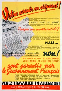 Plakat francuscy robotnicy dla Niemiec, c1942-c1944