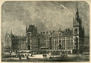 Front stacji i hotelu St. Pancras, ok. 1876 r. autorstwa Unbekannt
