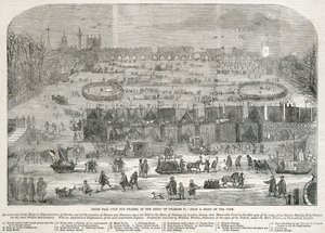 „Frost Fair nad Tamizą za panowania Karola II”, Londyn, 1683 autorstwa Unbekannt