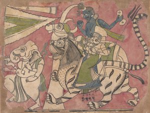 Ganesha prowadzi Śiwę i Durgę w procesji, XVIII wiek. autorstwa Unbekannt
