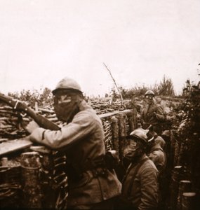 Alarm gazowy w okopach, Szampan, północna Francja, 1916 autorstwa Unbekannt