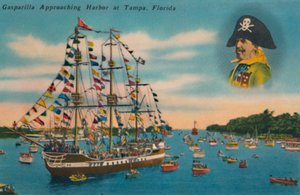 Gasparilla zbliża się do portu w Tampa na Florydzie, c1940 autorstwa Unbekannt