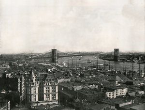 Widok ogólny przedstawiający Most Brookliński, Nowy Jork, USA, 1895. autorstwa Unbekannt