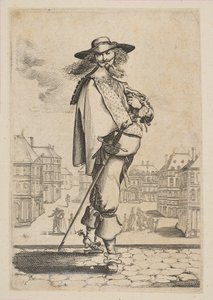 Dżentelmen z mieczem przed niektórymi budynkami, 1629. autorstwa Unbekannt