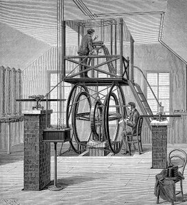 Gigantyczny galwanometr w laboratorium fizycznym, Cornell University, Nowy Jork, USA, 1886 r autorstwa Unbekannt