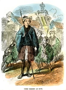 Dziewczyny przebrane za chłopców, procesja noworoczna w Jokohamie, Japonia, 1872 autorstwa Unbekannt