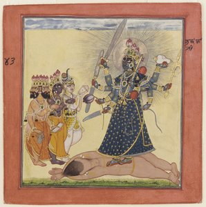 Bogini Bhadrakali czczona przez bogów z tantrycznej serii Devi, 1660 autorstwa Unbekannt