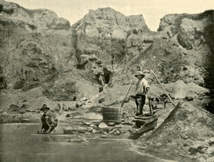 Poszukiwacze złota w pracy w pobliżu Beechworth, Victoria, 1901. autorstwa Unbekannt