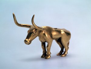 Złota figurka byka ze słupa baldachimu, Scytian, III tysiąclecie p.n.e. autorstwa Unbekannt