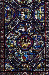 Sztuka gotycka: życie cudownego dziecka. Witraż ambulatorium katedry Saint Etienne de Bourges (Loir et Cher) autorstwa Unbekannt