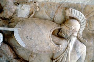 Greccy Hoplici w walce z Amazonkami 30BC-200AD autorstwa Unbekannt