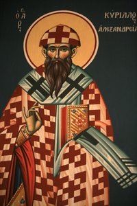Grecka ikona prawosławna przedstawiająca św. Cyryla Aleksandryjskiego Thessalonique Grece autorstwa Unbekannt