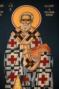 Grecka ikona prawosławna przedstawiająca św. Józefa z Salonik Thessalonique Grece autorstwa Unbekannt