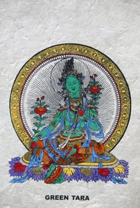 Zielona Tara, buddyjski symbol dobrobytu. Klasztor Kopan, Bhaktapur, Nepal autorstwa Unbekannt