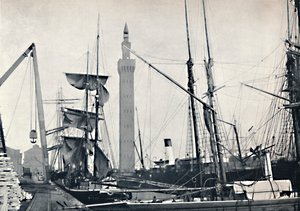 Grimsby - Widok na doki, z wieżą hydrauliczną, 1895 autorstwa Unbekannt