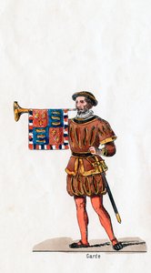 Gwardia, projekt kostiumu do sztuki Szekspira, Henryk VIII, XIX w. autorstwa Unbekannt