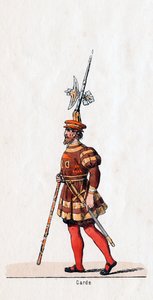 Gwardia, projekt kostiumu do sztuki Szekspira, Henryk VIII, XIX w. autorstwa Unbekannt