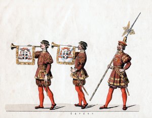 Gwardia, projekt kostiumu do sztuki Szekspira, Henryk VIII, XIX w. autorstwa Unbekannt
