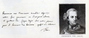 Pismo i podpis Fryderyka Wielkiego, króla Prus (pióro i atrament na papierze) autorstwa Unbekannt