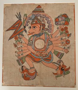 Hanuman w swojej tantrycznej pięciogłowej formie Pancha Mukha, ca. koniec XIX wieku. autorstwa Unbekannt