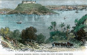 Port Havannah, pokazujący miejsce rozstrzelania pięćdziesięciu najeźdźców, Kuba, ok. 1880 r. autorstwa Unbekannt