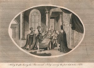 Henryk II, po koronacji syna na króla, podając pierwsze danie do swojego stołu, 1170 1793 autorstwa Unbekannt