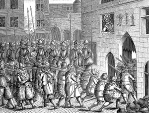 Henryk IV z Francji obserwujący wyjazd Hiszpanów z Paryża, 22 marca 1594 r autorstwa Unbekannt