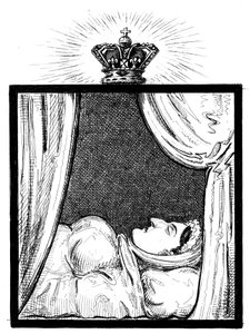 Jej Królewska Mość Królowa Karolina, gdy pojawiła się kilka godzin po jej śmierci, ok. 1821 r. autorstwa Unbekannt