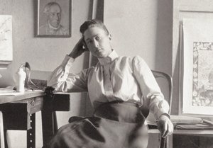 Hilma af Klint w swojej pracowni w Hamngatan, Sztokholm, ok. 1895. autorstwa Unbekannt
