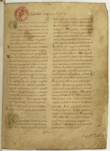 Historia Brytyjczyków autorstwa Nenniusza Pierwsza strona rękopisu, XI w. autorstwa Unbekannt