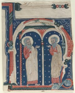Historyczny inicjał H wycięty z antyfonarza: SS. Paweł Pustelnik i Antoni, ok. 1200-1230. autorstwa Unbekannt