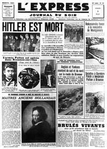 Hitler nie żyje, pierwsza strona gazety LExpress, 3 maja 1945 r. autorstwa Unbekannt
