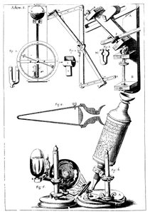 Mikroskop Hookesa z kondensorem do skupiania światła, 1665 autorstwa Unbekannt