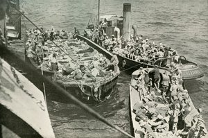 Jak ranni zostali przetransportowani na statki szpitalne, 1919. autorstwa Unbekannt