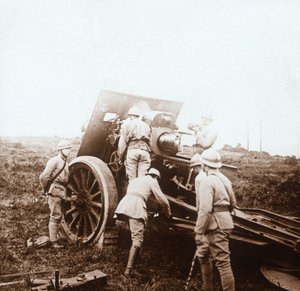 Bateria haubicy, c1914-c1918 autorstwa Unbekannt